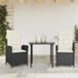 vidaXL Ensemble à manger de jardin avec coussins 3 pcs Noir