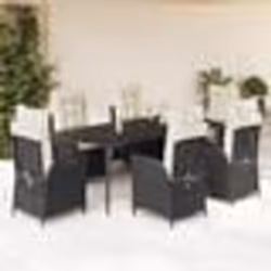 vidaXL Ensemble à manger de jardin coussins 7pcs Noir Résine tressée