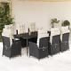 vidaXL Ensemble à manger de jardin 9pcs coussins noir résine tressée