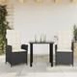 vidaXL Ensemble à manger de jardin avec coussins 3 pcs Noir