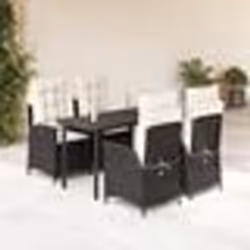 vidaXL Ensemble à manger de jardin coussins 5pcs Noir Résine tressée