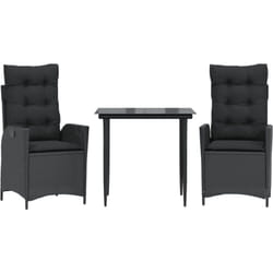 Vidaxl - Ensemble à manger de jardin avec coussins 3 pcs Noir