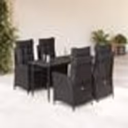 vidaXL Ensemble à manger de jardin coussins 5pcs Noir Résine tressée