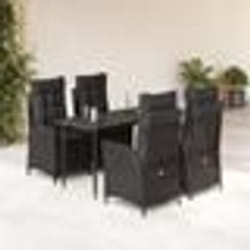 vidaXL Ensemble à manger de jardin coussins 5pcs Noir Résine tressée