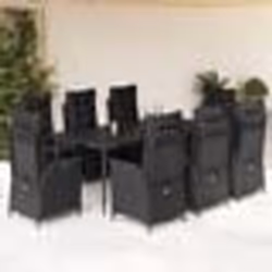 vidaXL Ensemble à manger de jardin 9pcs coussins noir résine tressée