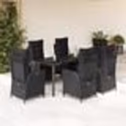 vidaXL Ensemble à manger de jardin coussins 7pcs Noir Résine tressée