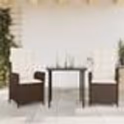 vidaXL Ensemble à manger de jardin 3 pcs et coussins marron poly rotin