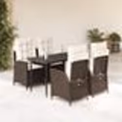 vidaXL Ensemble à manger de jardin 5 pcs et coussins marron poly rotin