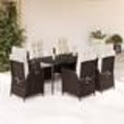vidaXL Ensemble à manger de jardin et coussins 7 pcs marron rotin