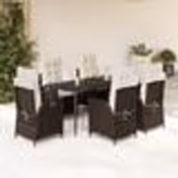 vidaXL Ensemble à manger de jardin et coussins 7 pcs marron rotin
