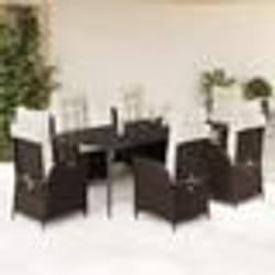 vidaXL Ensemble à manger de jardin et coussins 7 pcs marron rotin