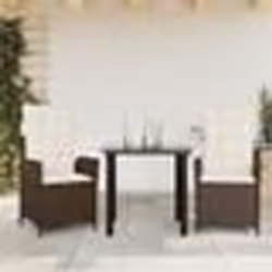 vidaXL Ensemble à manger de jardin 3 pcs et coussins marron poly rotin