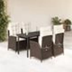 vidaXL Ensemble à manger de jardin 5 pcs et coussins marron poly rotin