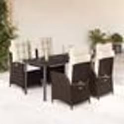 vidaXL Ensemble à manger de jardin 5 pcs et coussins marron poly rotin