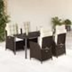 vidaXL Ensemble à manger de jardin 5 pcs et coussins marron poly rotin