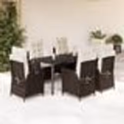 vidaXL Ensemble à manger de jardin et coussins 7 pcs marron rotin