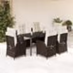 vidaXL Ensemble à manger de jardin et coussins 7 pcs marron rotin