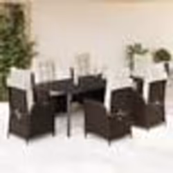 vidaXL Ensemble à manger de jardin et coussins 7 pcs marron rotin