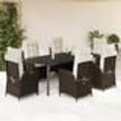 vidaXL Ensemble à manger de jardin et coussins 7 pcs marron rotin