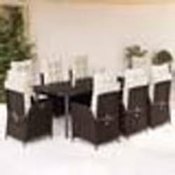 vidaXL Ensemble à manger de jardin et coussins 9 pcs marron poly rotin