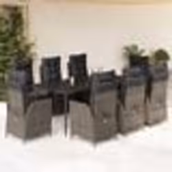 vidaXL Ensemble à manger de jardin 9 pcs coussins gris résine tressée