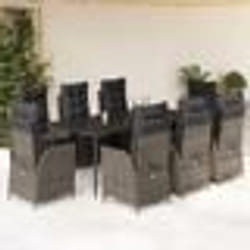vidaXL Ensemble à manger de jardin 9 pcs coussins gris résine tressée