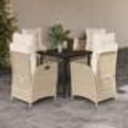 vidaXL Ensemble à manger de jardin avec coussins 5pcs Beige poly rotin