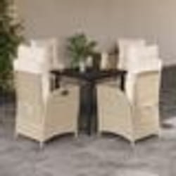 vidaXL Ensemble à manger de jardin avec coussins 5pcs Beige poly rotin