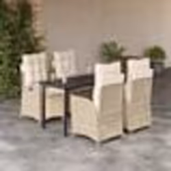 vidaXL Ensemble à manger de jardin avec coussins 5pcs Beige poly rotin