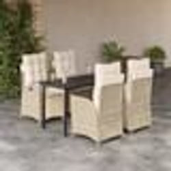vidaXL Ensemble à manger de jardin avec coussins 5pcs Beige poly rotin