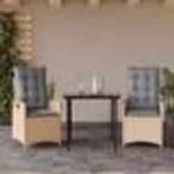 vidaXL Ensemble à manger de jardin et coussins 3 pcs Beige poly rotin