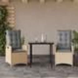vidaXL Ensemble à manger de jardin et coussins 3 pcs Beige poly rotin