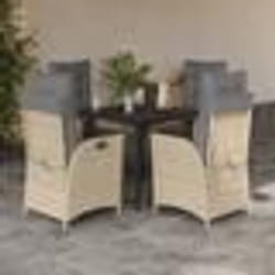 vidaXL Ensemble à manger de jardin avec coussins 5pcs Beige poly rotin