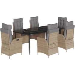 Vidaxl - Ensemble à manger de jardin et coussins 7 pcs beige poly rotin