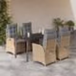 vidaXL Ensemble à manger de jardin avec coussins 5pcs Beige poly rotin