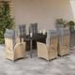 vidaXL Ensemble à manger de jardin et coussins 7 pcs beige poly rotin