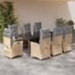 vidaXL Ensemble à manger de jardin et coussins 9 pcs beige Poly rotin