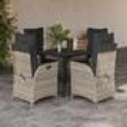 vidaXL Ensemble à manger de jardin et coussins 5 pcs gris clair rotin
