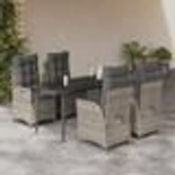 vidaXL Ensemble à manger de jardin et coussins 5 pcs gris clair rotin