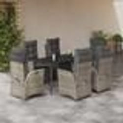 vidaXL Ensemble à manger de jardin et coussins 7 pcs gris clair rotin