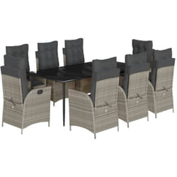 Vidaxl - Ensemble à manger de jardin et coussins 9 pcs gris clair rotin