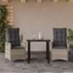 vidaXL Ensemble à manger de jardin 3pcs coussins gris clair poly rotin