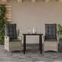vidaXL Ensemble à manger de jardin 3pcs coussins gris clair poly rotin