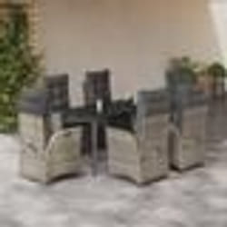 vidaXL Ensemble à manger de jardin et coussins 7 pcs gris clair rotin