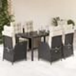 vidaXL Ensemble à manger de jardin coussins 7pcs Noir Résine tressée