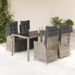 vidaXL Ensemble à manger de jardin 5 pcs coussins gris résine tressée