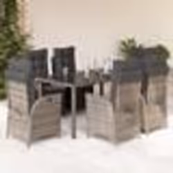 vidaXL Ensemble à manger de jardin et coussins 7 pcs gris rotin