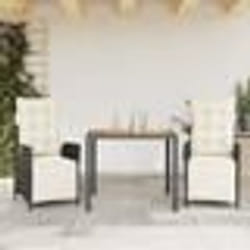 vidaXL Ensemble à manger de jardin avec coussins 3 pcs Noir