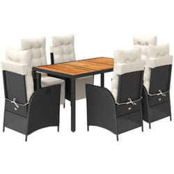 Vidaxl - Ensemble à manger de jardin coussins 7pcs Noir Résine tressée