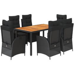 Ensemble à manger de jardin coussins 7pcs Noir Résine tressée vidaXL